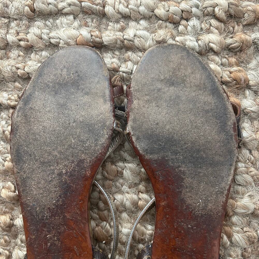 Louis Vuitton Sandals 41/US11 Brown Gold Monogram Strappy READ Repair Project - Picture 12 of 16
